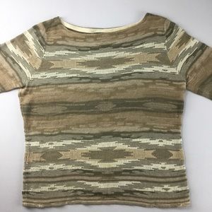 LRL Ralph Lauren Aztec Knit Sweater Silk & Cotton
